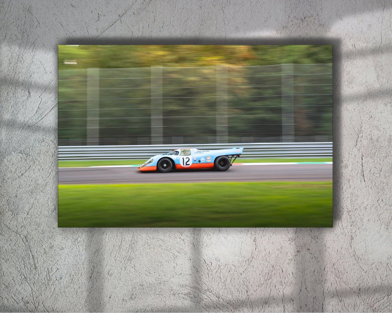 The Porsche 917K #12, full throttle, full presence.